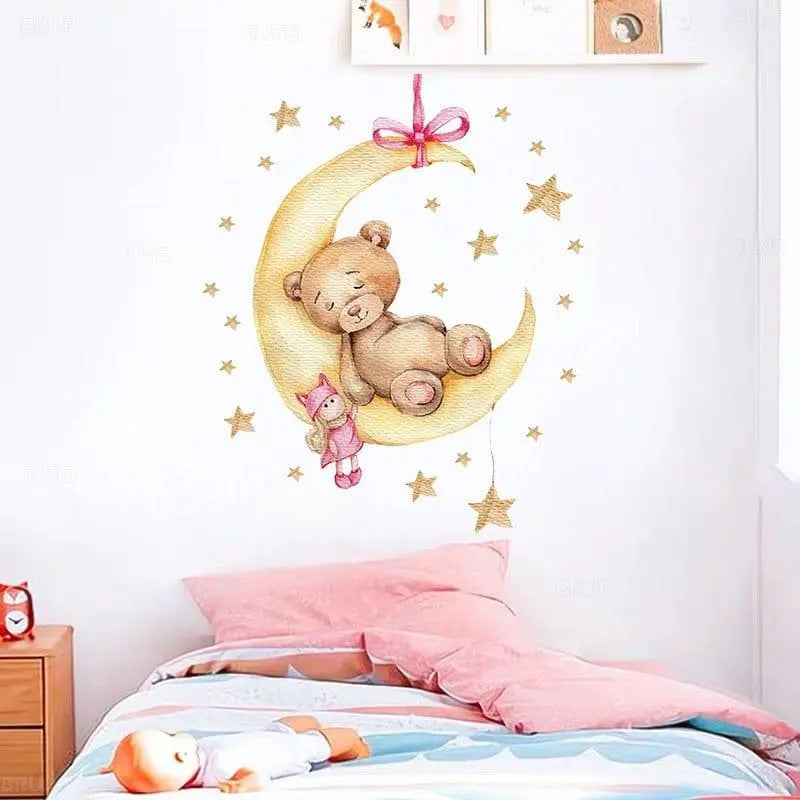 Sleepy Teddy Bear Wall Sticker Easy do Wall do