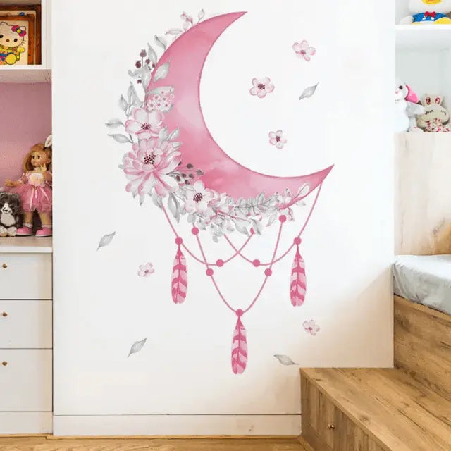 Dreamy Moon and Floral Wall Sticker Easy do Wall do