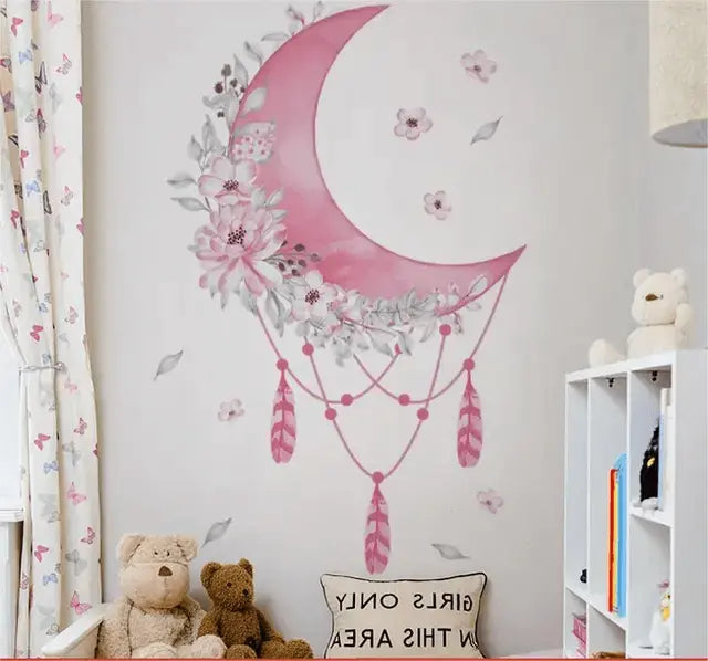 Dreamy Moon and Floral Wall Sticker Easy do Wall do