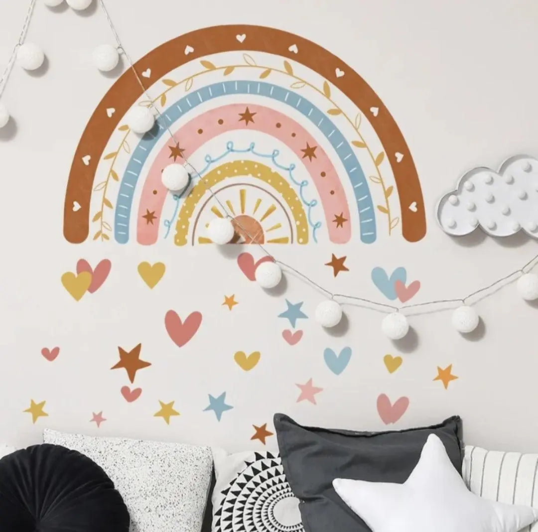 Rainbow Hearts and Stars Wall Sticker for Kids' Room Easy do Wall do