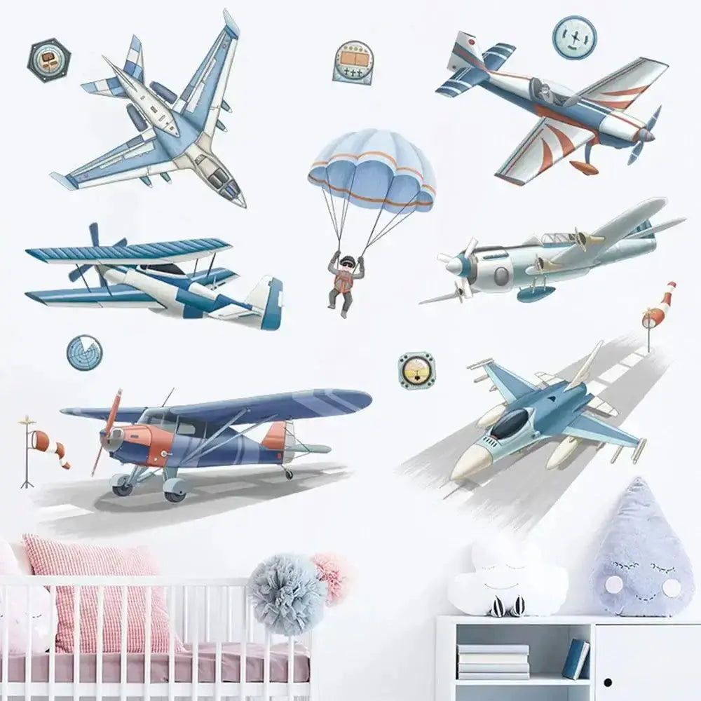 Airplane and Parachute Wall Stickers Easy do Wall do