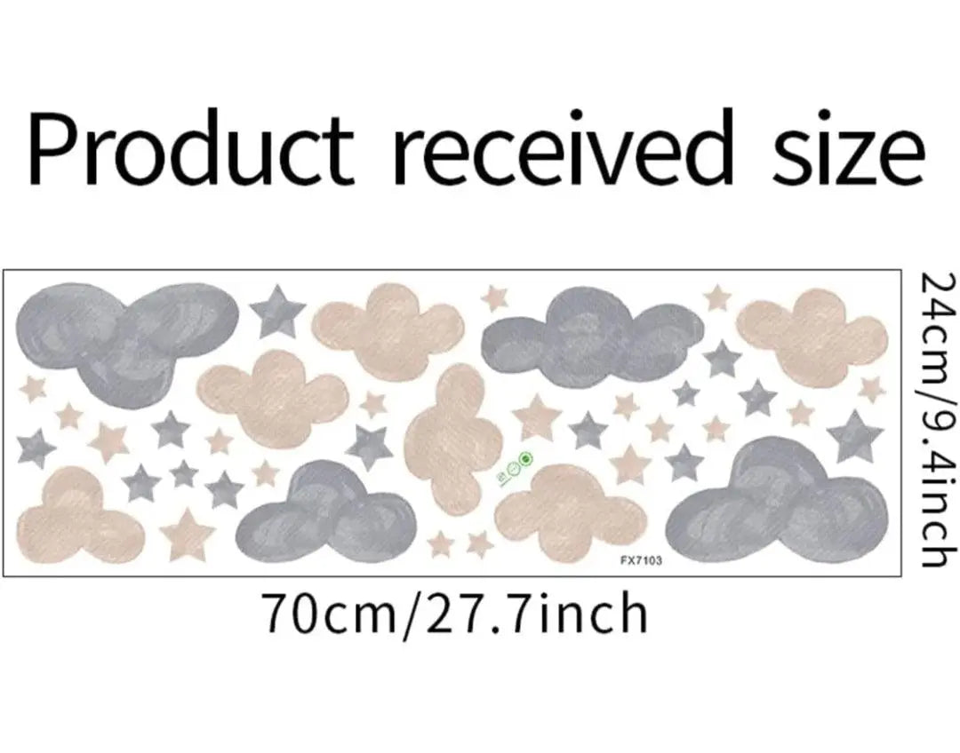 Grey and Beige Clouds with Stars Wall Sticker Easy do Wall do