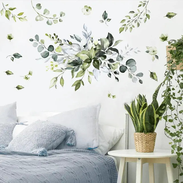 Tropical Green Plant Leaf Wall Stickers Easy do Wall do