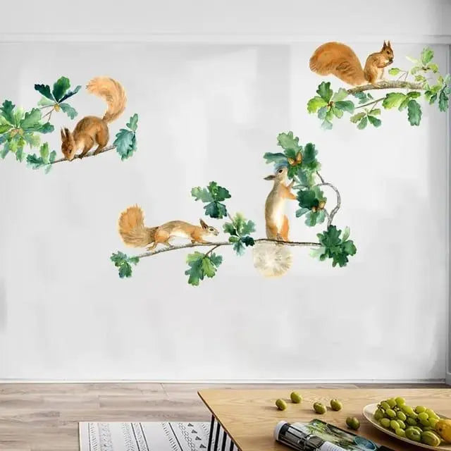 Playful Squirrels and Acorns Wall Stickers Easy do Wall do