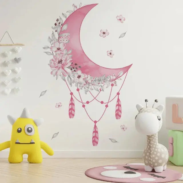 Dreamy Moon and Floral Wall Sticker Easy do Wall do