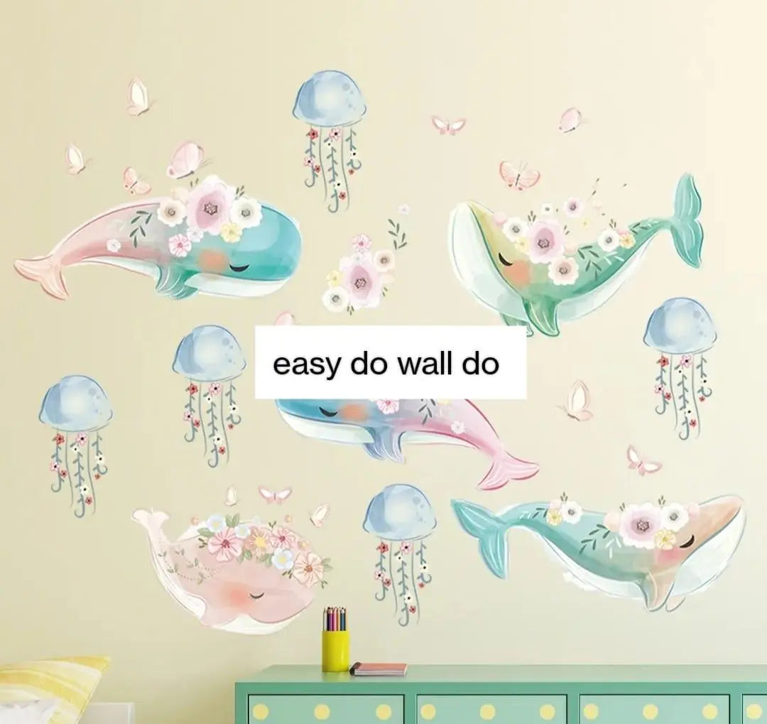 Dreamy Whale and Jellyfish Wall Stickers Easy do Wall do