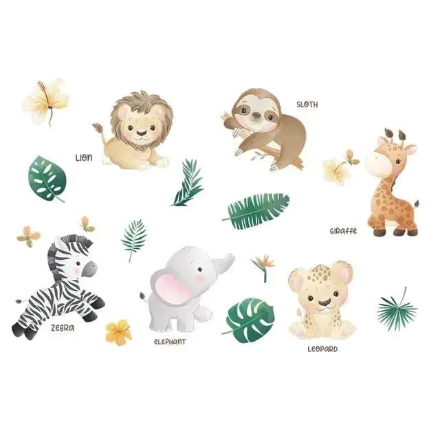 Adorable Jungle Animals Wall Stickers for Kids Easy do Wall do