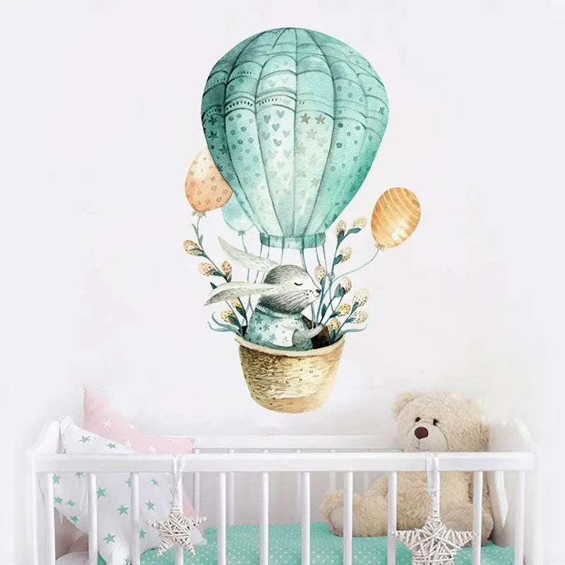 Adorable Bunny Hot Air Balloon Wall Sticker Easy do Wall do