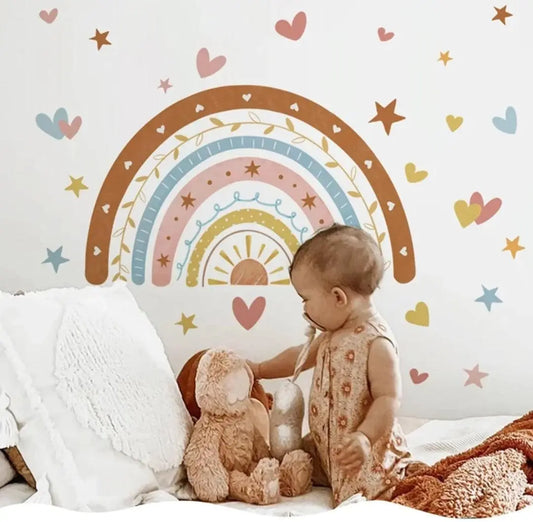 Rainbow Hearts and Stars Wall Sticker for Kids' Room Easy do Wall do