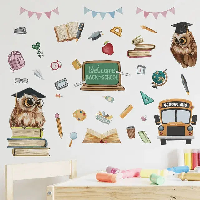 Back-to-School Owl Fun Wall Stickers Easy do Wall do