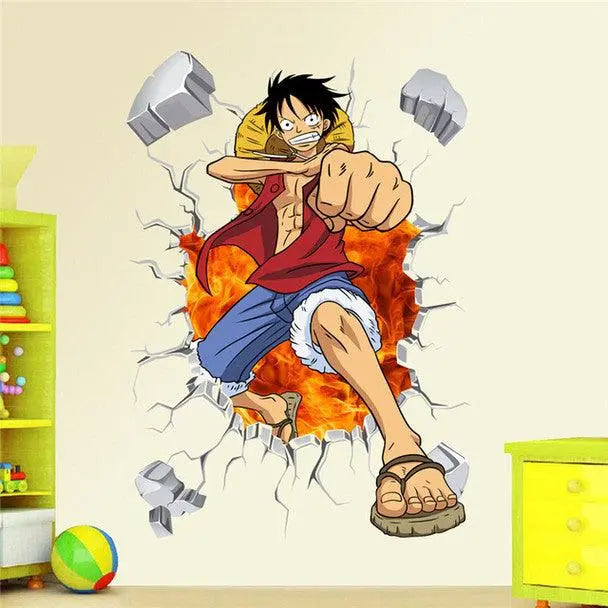 3D Luffy Wall Sticker - Anime Room Decor Easy do Wall do