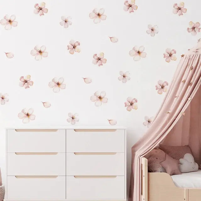 Delicate Pink Floral Wall Stickers for a Dreamy Space Easy do Wall do