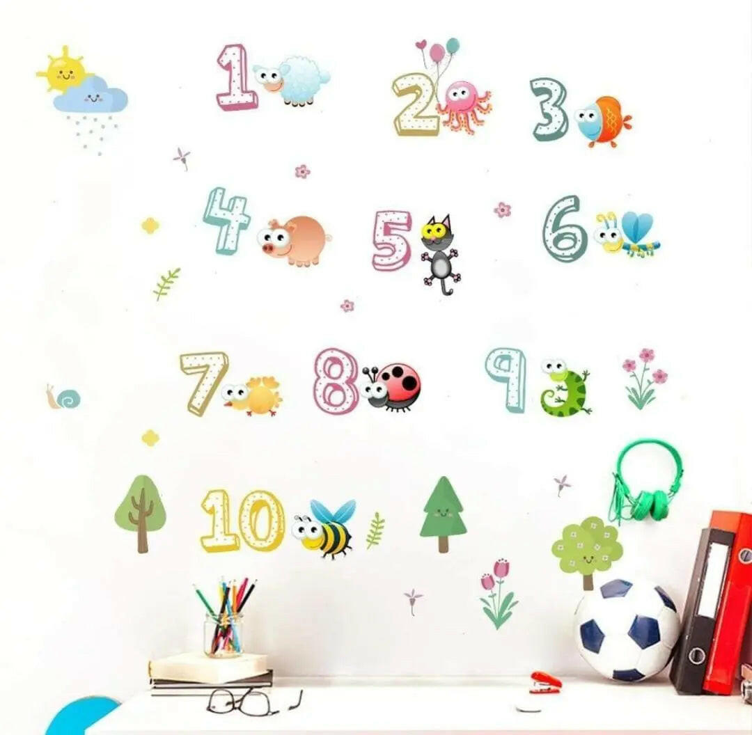 Kids' Number Wall Decals - Learn to Count with Cute Animals! Easy do Wall do