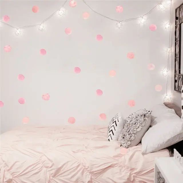 Pink Watercolor Polka Dot Wall Stickers – 6 Sheets Included Easy do Wall do