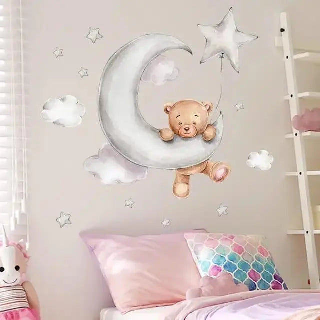 Dreamy Bear and Moon Wall Stickers Easy do Wall do