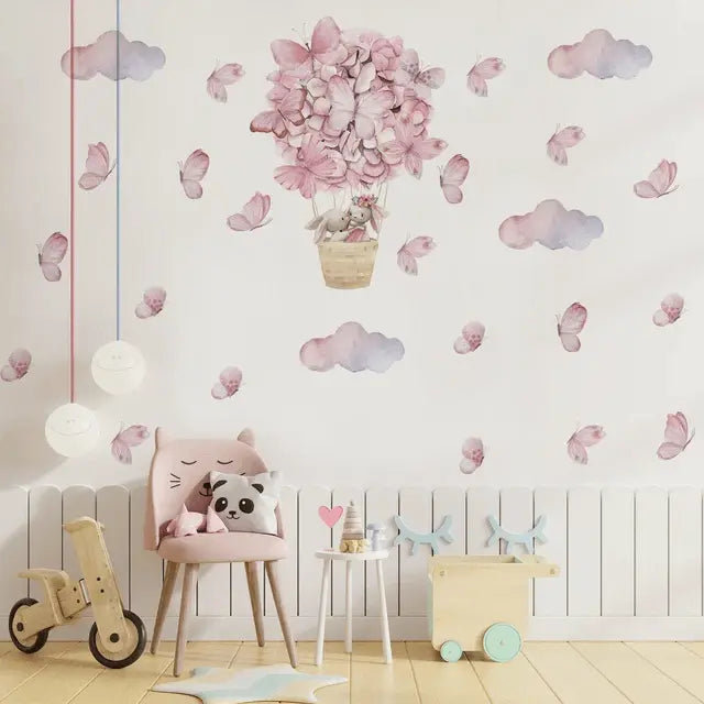 Dreamy Pink Hot Air Balloon Wall Stickers Easy do Wall do