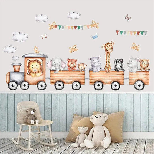 Safari Animal Train Wall Sticker Set Easy do Wall do