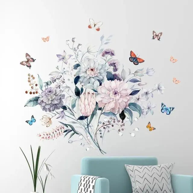 Warm Colors Floral & Butterfly Wall Stickers Easy do Wall do