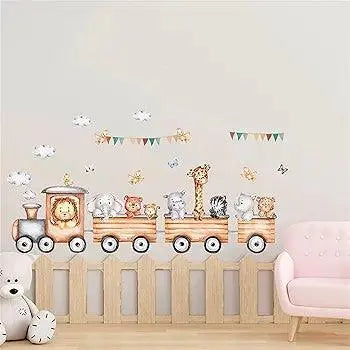 Safari Animal Train Wall Sticker Set Easy do Wall do