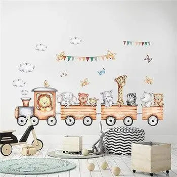 Safari Animal Train Wall Sticker Set Easy do Wall do