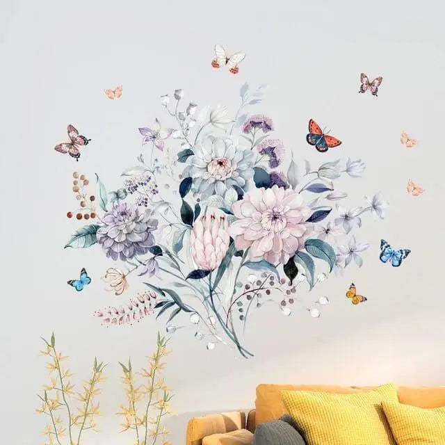 Warm Colors Floral & Butterfly Wall Stickers Easy do Wall do