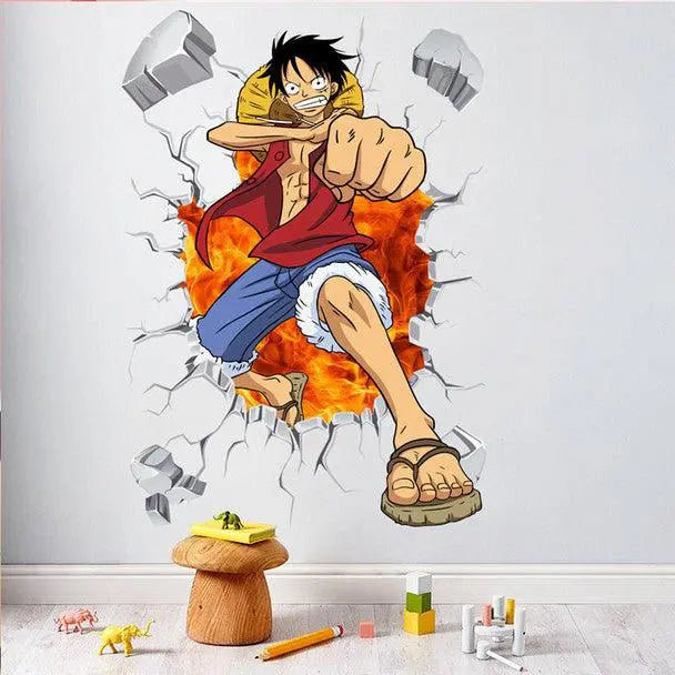 3D Luffy Wall Sticker - Anime Room Decor Easy do Wall do