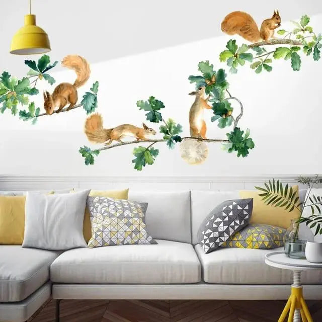 Playful Squirrels and Acorns Wall Stickers Easy do Wall do