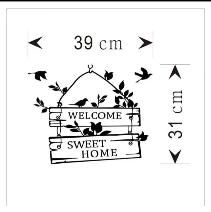 Welcome Sweet Home Wall Stickers with Birds & Tree Easy do Wall do