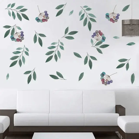 Blue Purple Fruit Leaves Wall Easy do Wall do