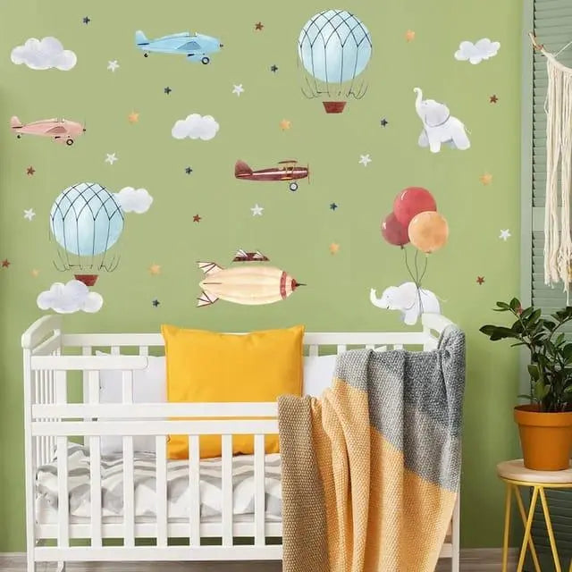 Vintage Airplane and Hot Air Balloon Wall Stickers - Easy do Wall do