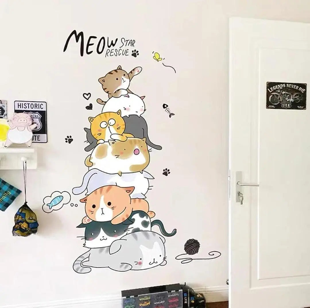 Playful Kitty Stack Wall Stickers Easy do Wall do