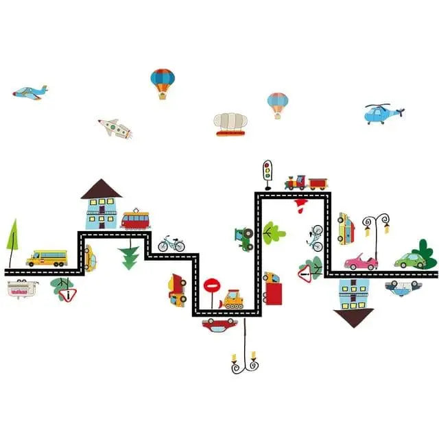 Playful Road and Transportation Wall Stickers for Kids - Easy do Wall do