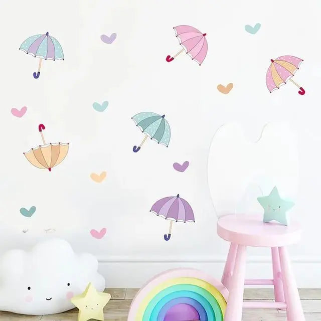 Cartoon Umbrella Wall Stickers for Kids Rooms Easy do Wall do