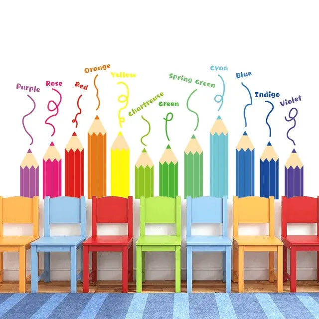 Colorful Classroom Crayon Decals Easy do Wall do