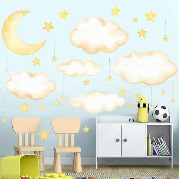 Moon and Star Wall Sticker Set Easy do Wall do