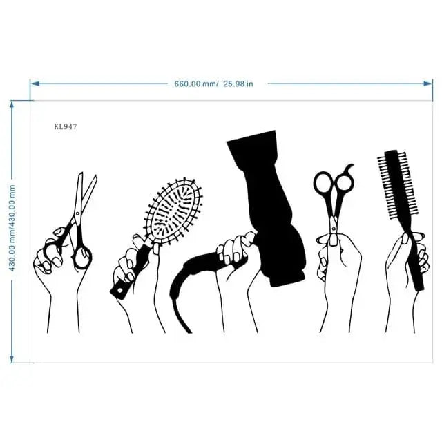 Hair Tools Wall Sticker - Salon & Beauty Room Decor Easy do Wall do