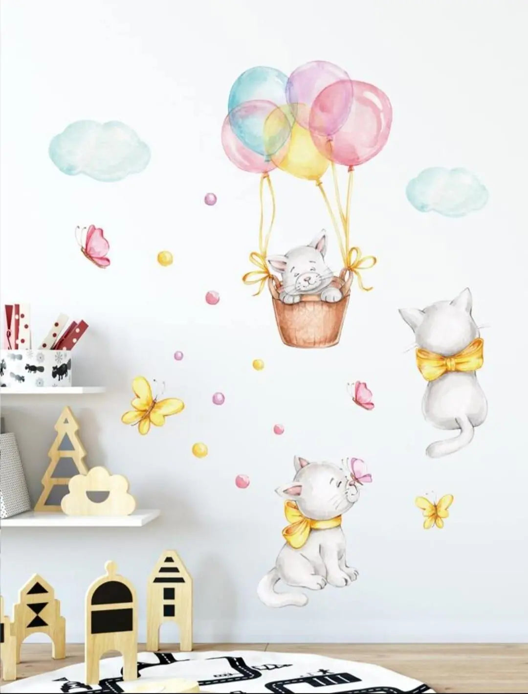 Adorable Kittens & Balloons Wall Stickers Easy do Wall do