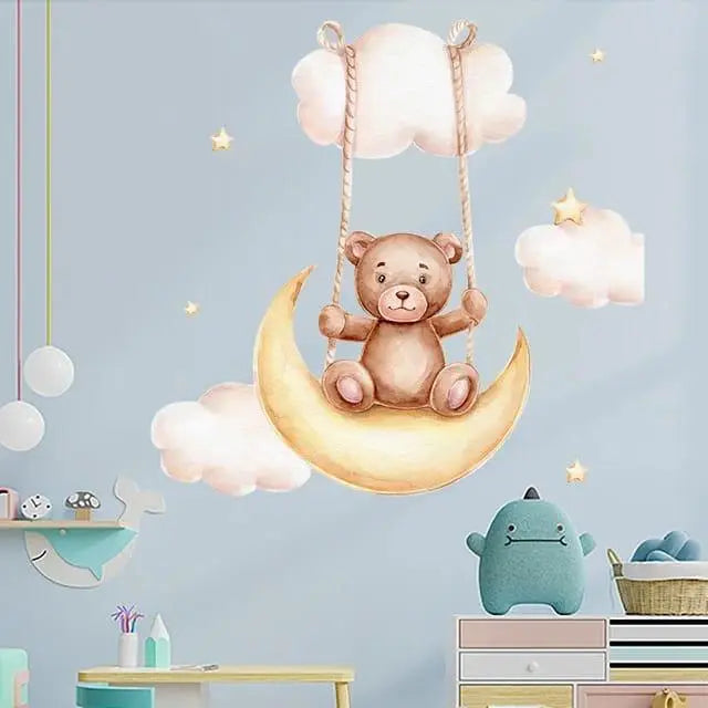 Dreamy Bear on the Moon Wall Sticker Easy do Wall do