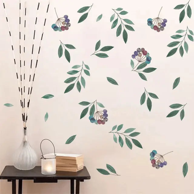 Blue Purple Fruit Leaves Wall Easy do Wall do