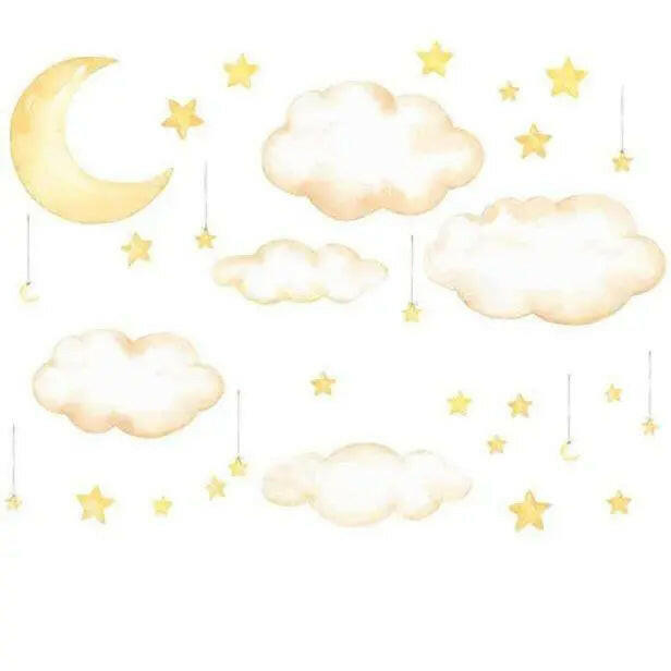 Moon and Star Wall Sticker Set Easy do Wall do