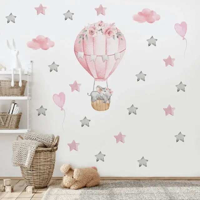 Baby Room Decor: Gentle Elephant & Balloon Stickers Easy do Wall do