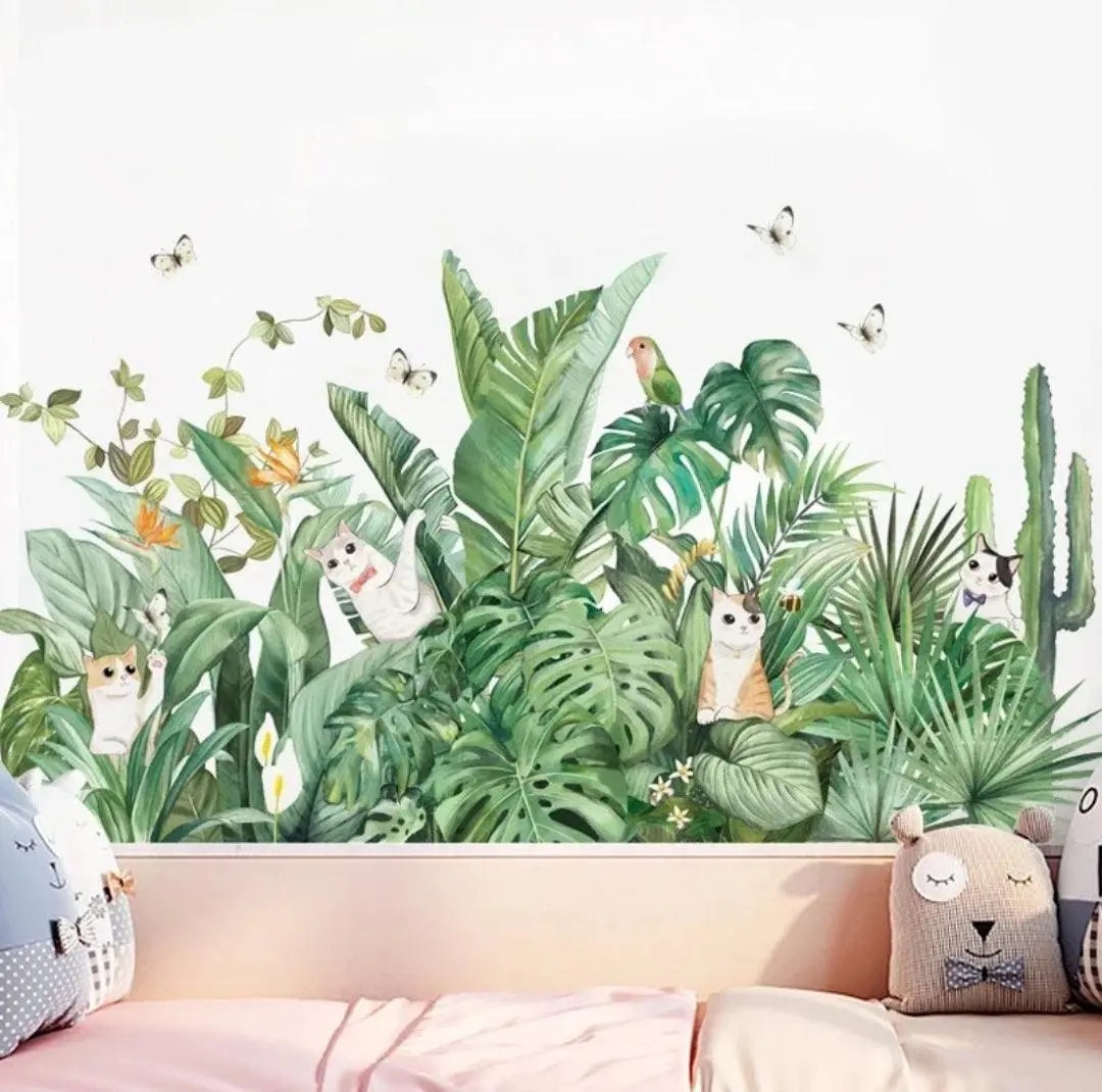 Tropical Cat Adventure Wall Sticker Easy do Wall do