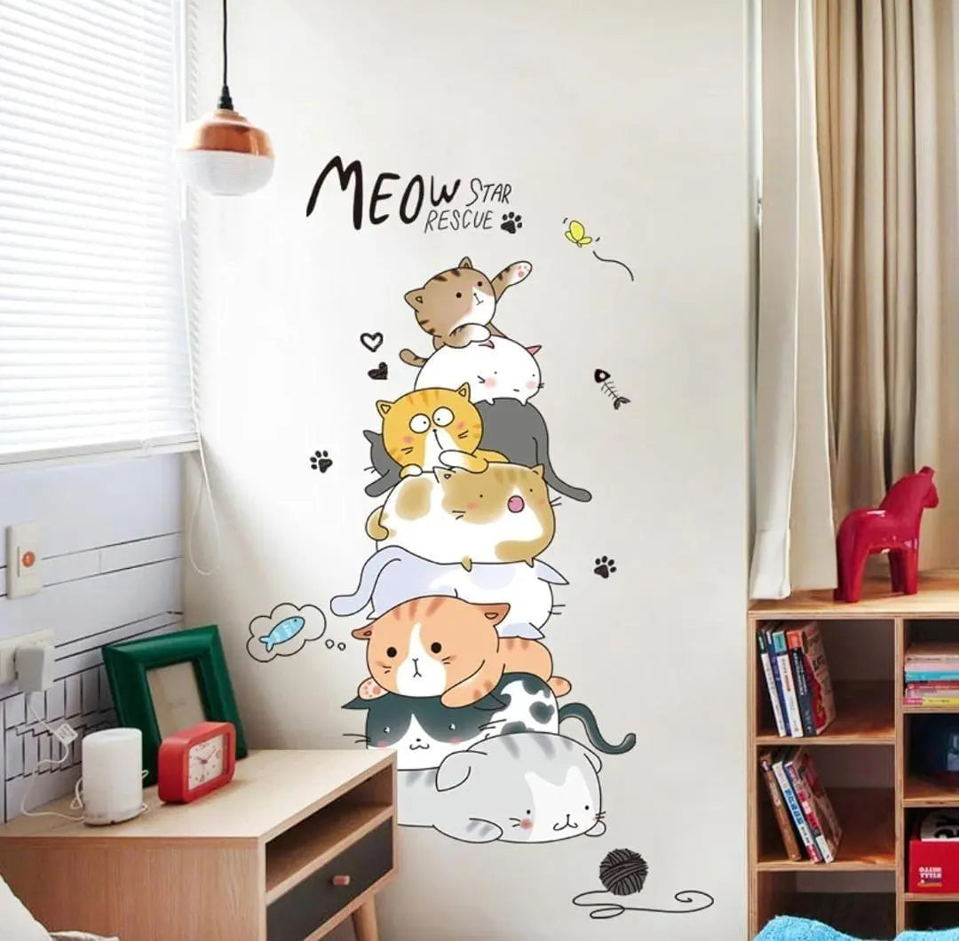 Playful Kitty Stack Wall Stickers Easy do Wall do