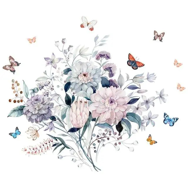 Warm Colors Floral & Butterfly Wall Stickers Easy do Wall do