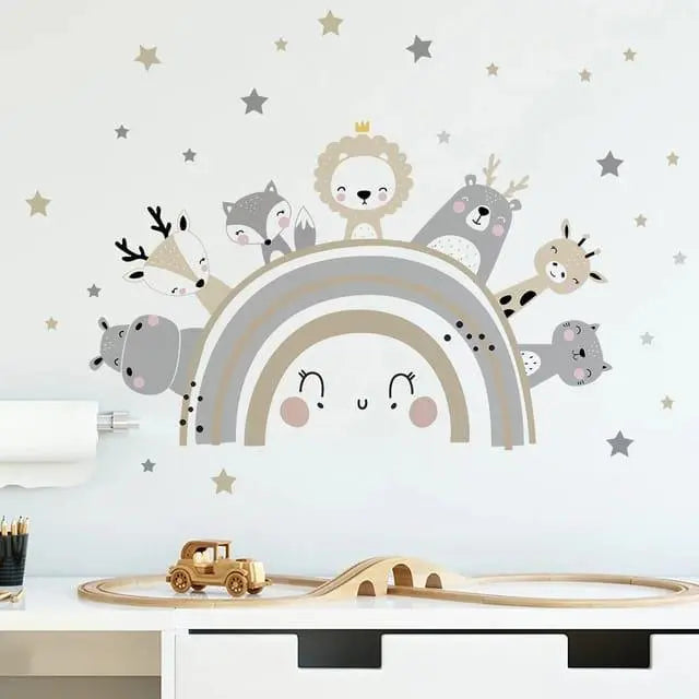 Cute Animal Friends on a Rainbow Wall Easy do Wall do