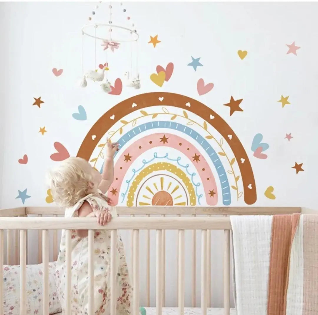 Rainbow Hearts and Stars Wall Sticker for Kids' Room Easy do Wall do