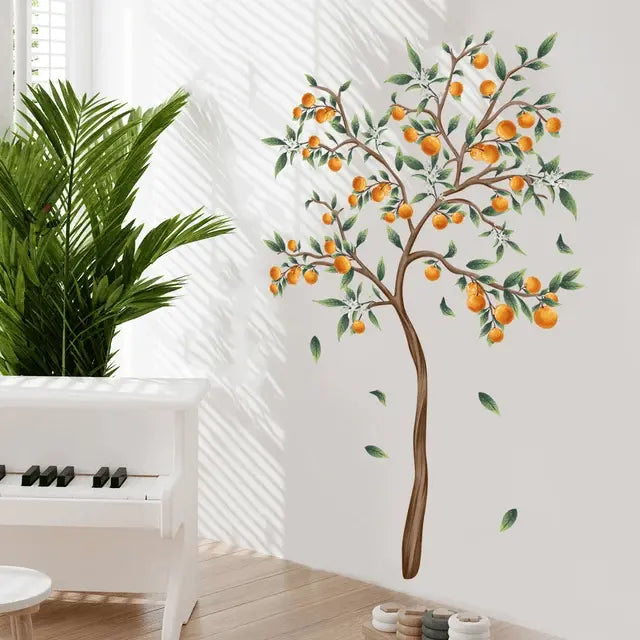 Vibrant Orange Tree Wall Sticker for a Sunny Space Easy do Wall do