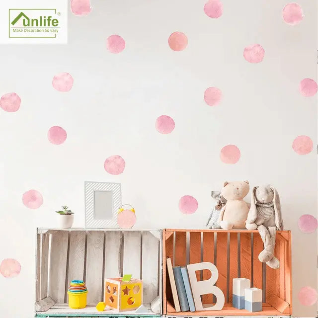 Pink Watercolor Polka Dot Wall Stickers – 6 Sheets Included Easy do Wall do