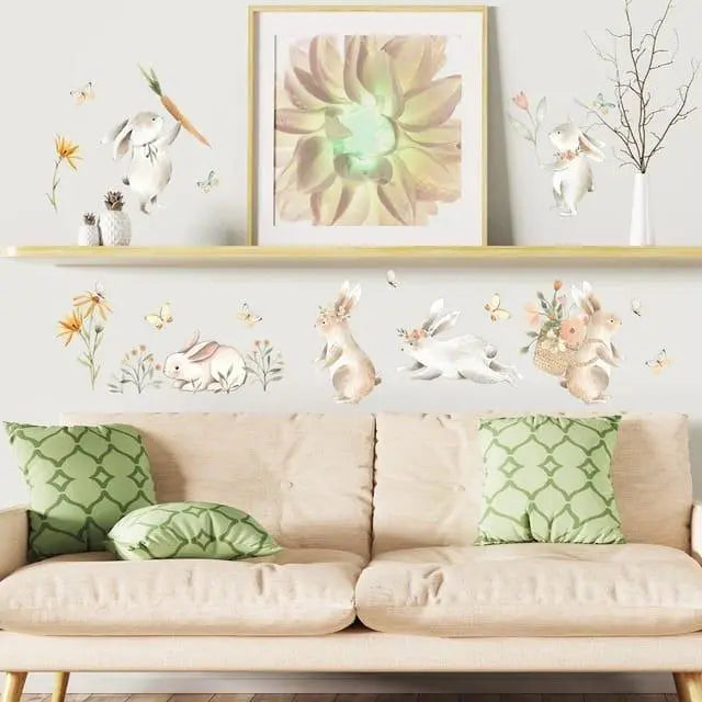 Playful Bunny Garden Wall Stickers Easy do Wall do