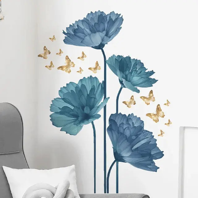 Blue floral and butterfly wall decals Easy do Wall do